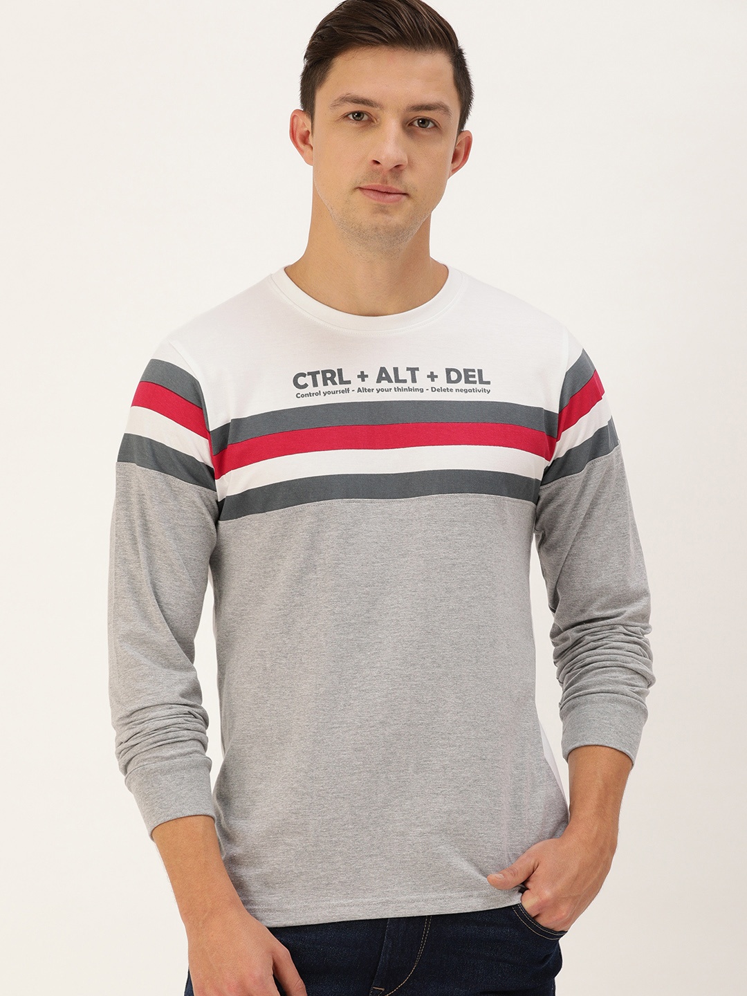 Difference of Opinion Men White Grey Melange Colourblocked Round Neck Cotton Pure Cotton T-shirt
Difference of Opinion Men White Grey Melange Colourblocked Round Neck Cotton Pure Cotton T-shirt