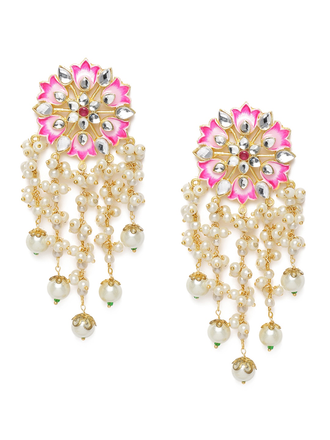 Peora Pink & White Gold Plated Enamelled Meenakari Hand-Painted Classic Drop Earrings
Peora Pink & White Gold Plated Enamelled Meenakari Hand-Painted Classic Drop Earrings