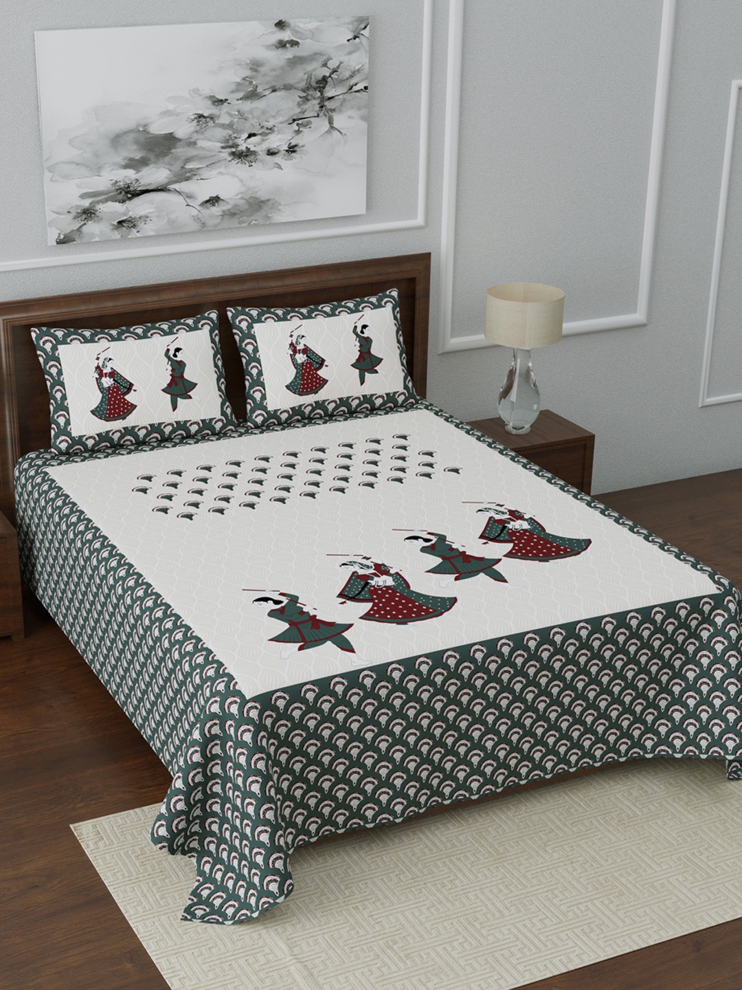 LIVING ROOTS Green & Off-White Ethnic Motifs 144 TC Cotton 1 King Bedsheet with 2 Pillow Covers
LIVING ROOTS Green & Off-White Ethnic Motifs 144 TC Cotton 1 King Bedsheet with 2 Pillow Covers