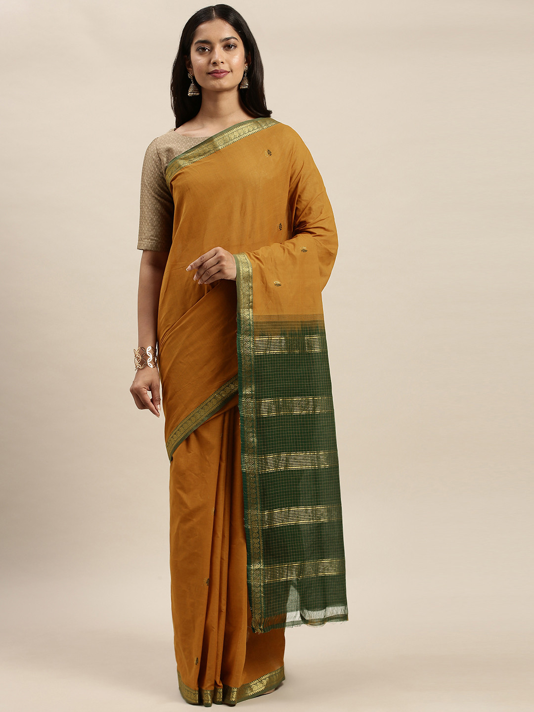 APCO Mustard Yellow Woven Design Pure Cotton Sustainable Saree 
APCO Mustard Yellow Woven Design Pure Cotton Sustainable Saree