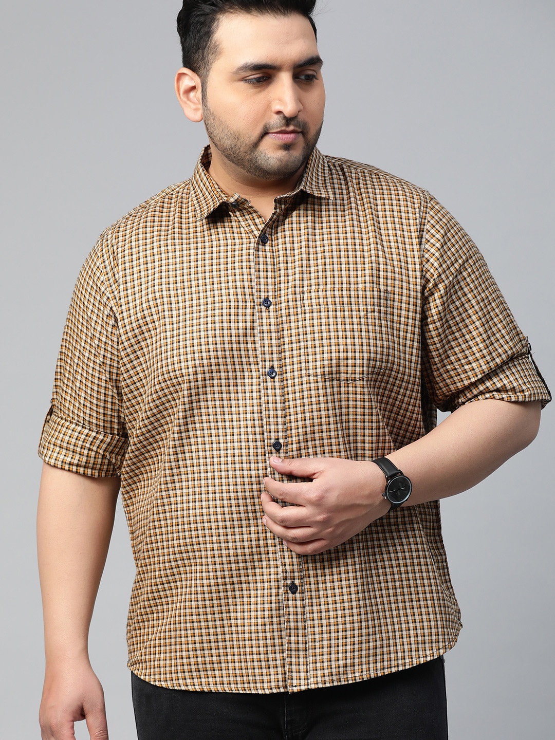 DENNISON Men Mustard & Cream-Coloured Twill Weave Smart Slim Fit Checked Casual Shirt
DENNISON Men Mustard & Cream-Coloured Twill Weave Smart Slim Fit Checked Casual Shirt