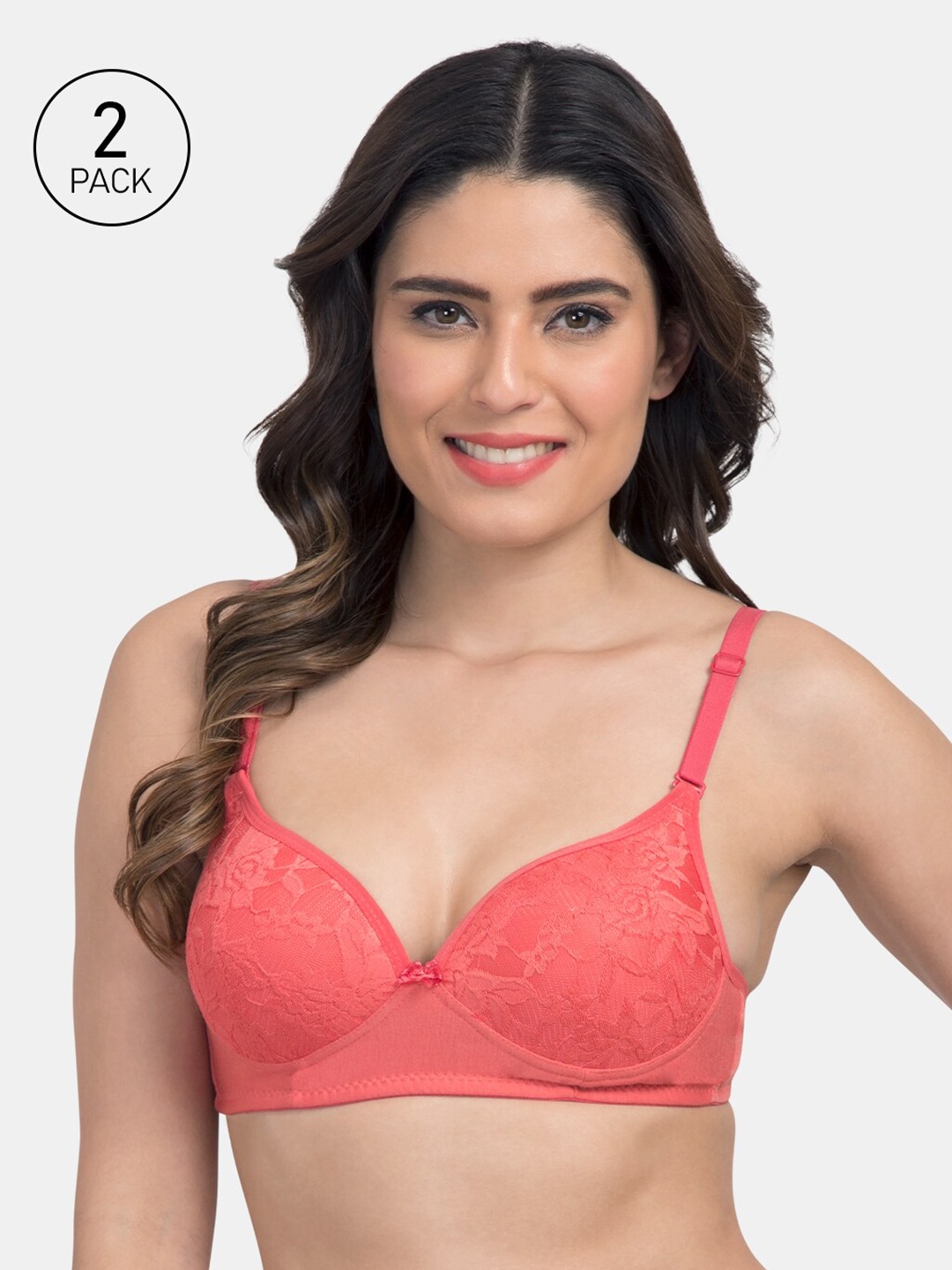 KOMLI Pack Of 2 Coral Peach Solid Non-Wired Heavily Padded T-shirt Bra K-9521-2PC-CRL-30B
KOMLI Pack Of 2 Coral Peach Solid Non-Wired Heavily Padded T-shirt Bra K-9521-2PC-CRL-30B