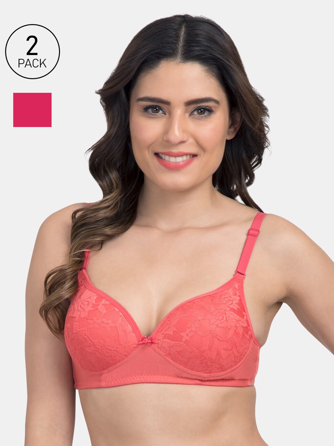 KOMLI Pack of 2 Solid Non-Wired Lightly Padded T-shirt Bras K-9521-CRL-2PC-DPK-30B, Coral
KOMLI Pack of 2 Solid Non-Wired Lightly Padded T-shirt Bras K-9521-CRL-2PC-DPK-30B, Coral