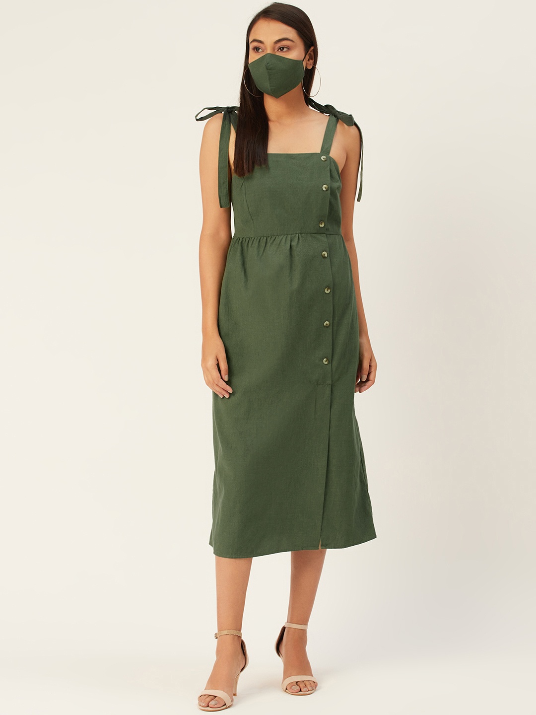 DIVA WALK EXCLUSIVE Women Green Solid A-Line Dress