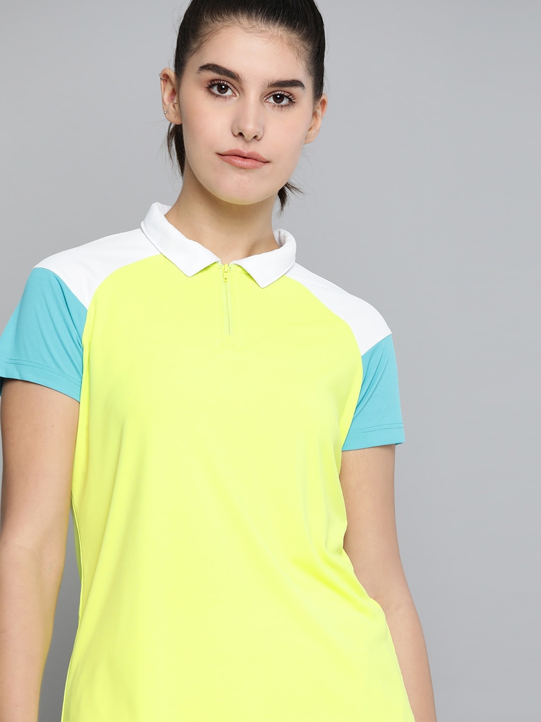 HRX By Hrithik Roshan Women Sulphur Spring & Peacock Blue & Optic White Colourblock Rapid-Dry Anti-Static Antimicrobial Racketsport Tshirt, Fluorescent green
HRX By Hrithik Roshan Women Sulphur Spring & Peacock Blue & Optic White Colourblock Rapid-Dry Anti-Static Antimicrobial Racketsport Tshirt, Fluorescent green