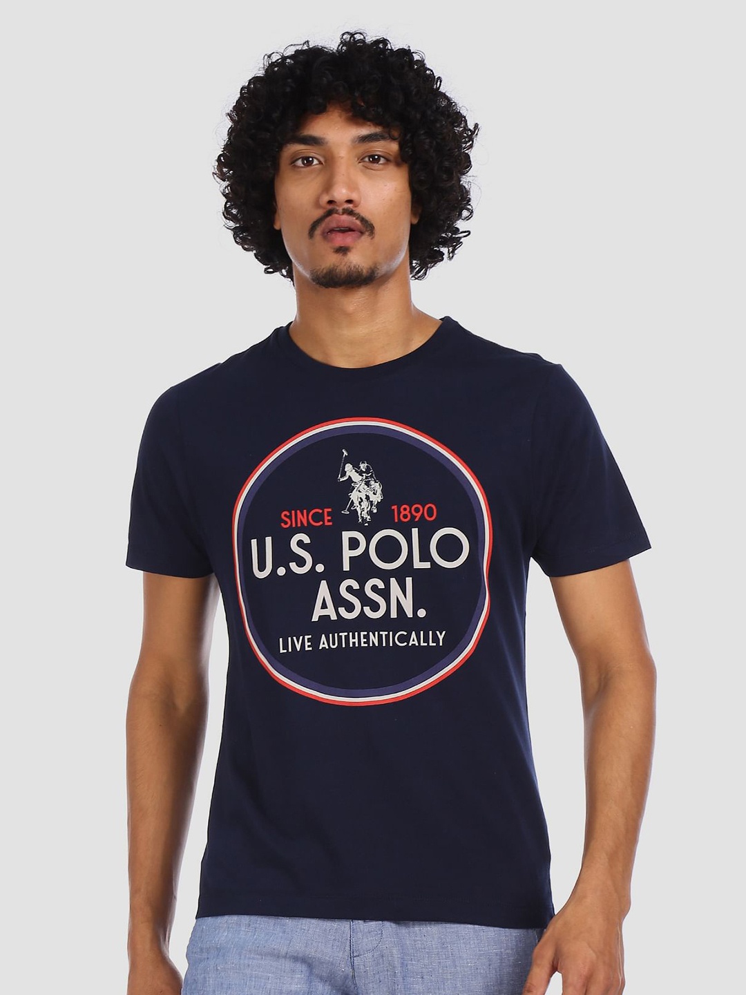 U.S. Polo Assn. Denim Co. Men Navy Blue Printed Slim Fit Round Neck Pure Cotton T-shirt
U.S. Polo Assn. Denim Co. Men Navy Blue Printed Slim Fit Round Neck Pure Cotton T-shirt