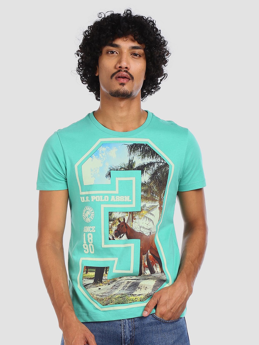 U.S. Polo Assn. Denim Co. Men Sea Green Off White Muscle Fit Printed Round Neck Pure Cotton T-shirt
U.S. Polo Assn. Denim Co. Men Sea Green Off White Muscle Fit Printed Round Neck Pure Cotton T-shirt
