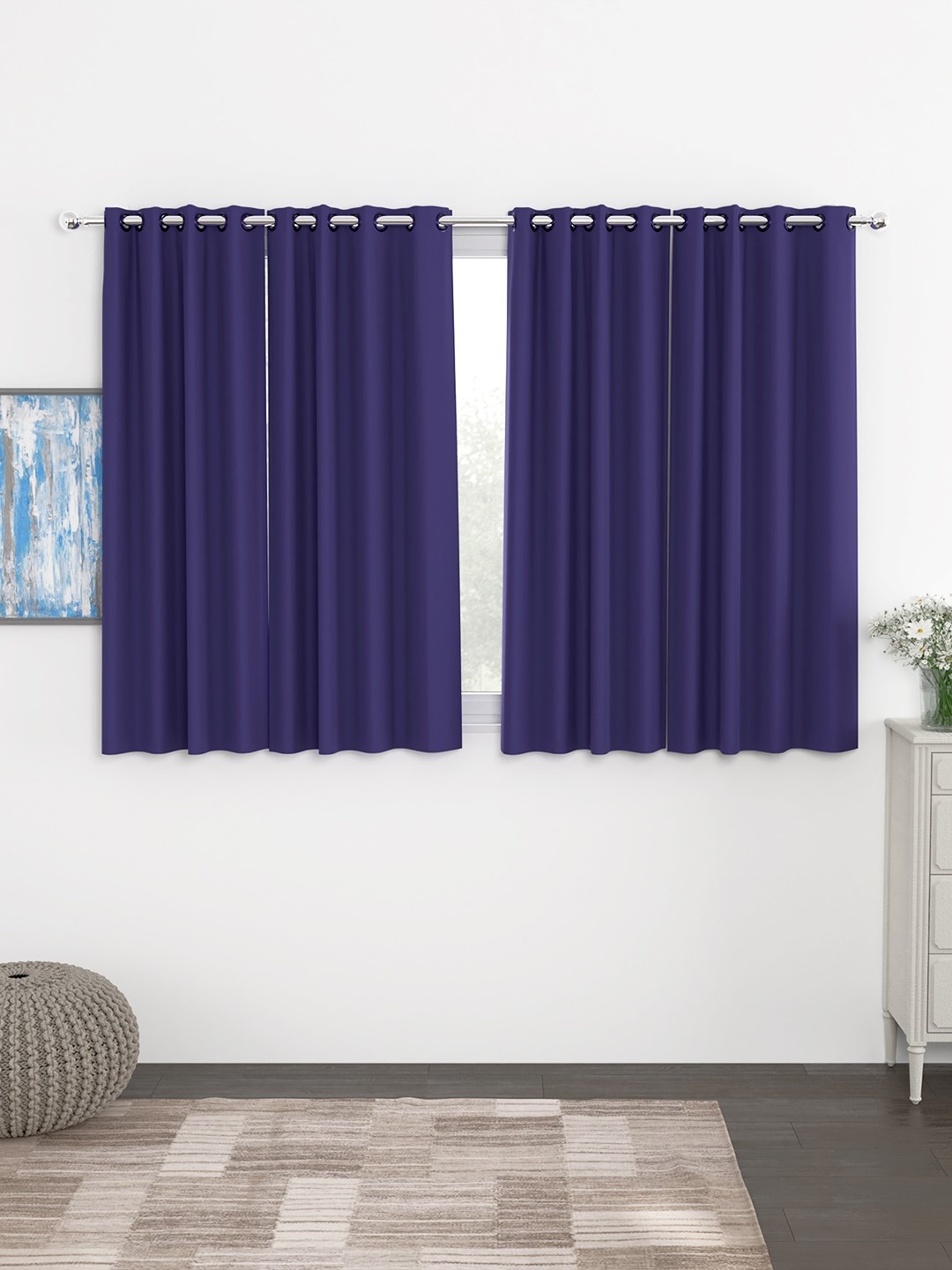 Story@Home Faux Silk Solid Solid 300GSM Violet Room Darkening Blackout Window Curtain - Set Of 4, Blue
Story@Home Faux Silk Solid Solid 300GSM Violet Room Darkening Blackout Window Curtain - Set Of 4, Blue