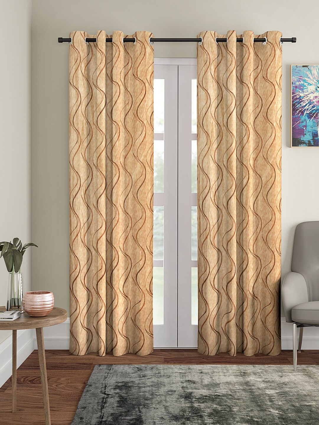 Cortina Set of 2 Multicoloured Printed Door Curtains, Multi