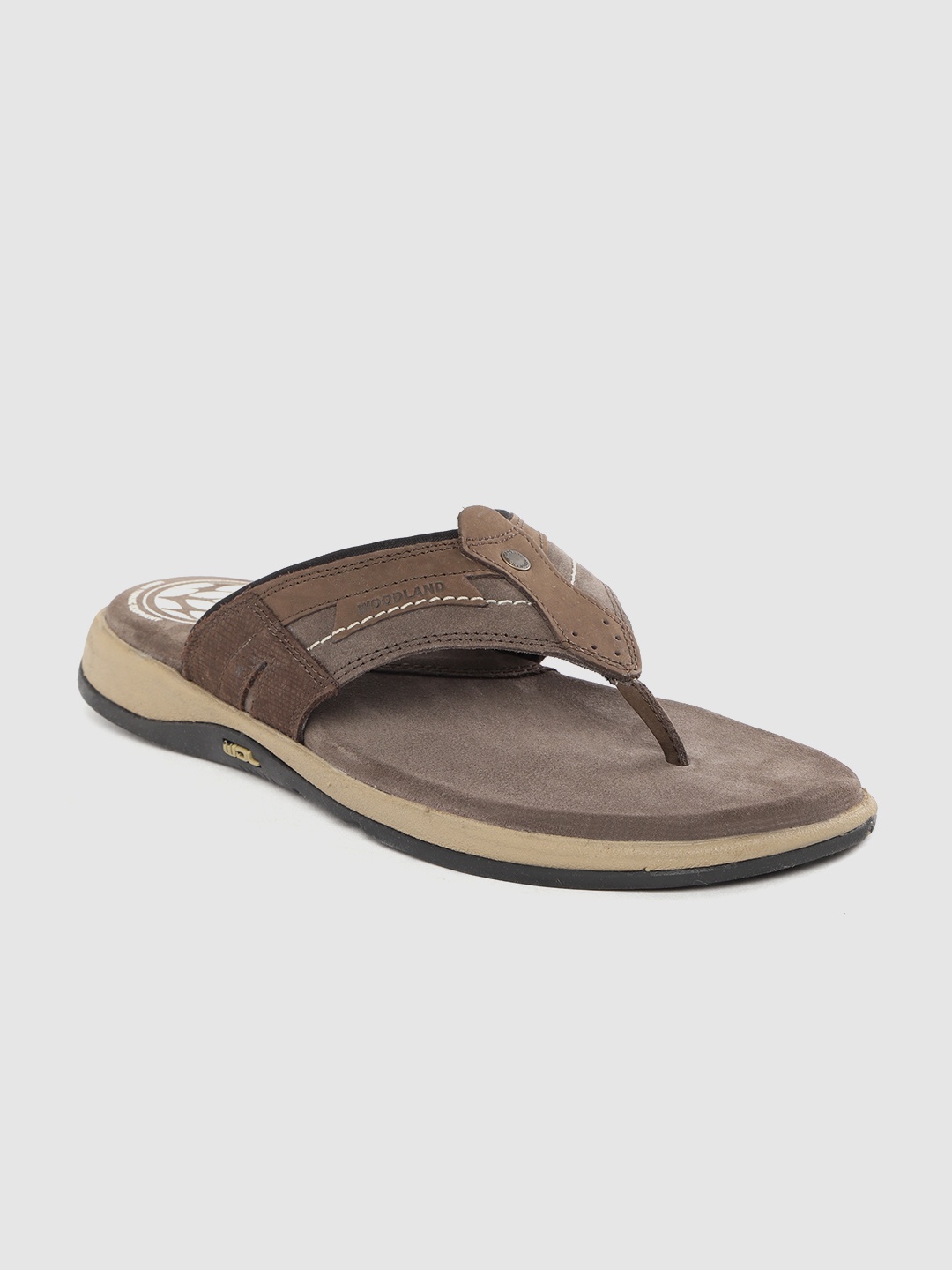 Woodland Men Brown Solid Nubuck Comfort Sandals