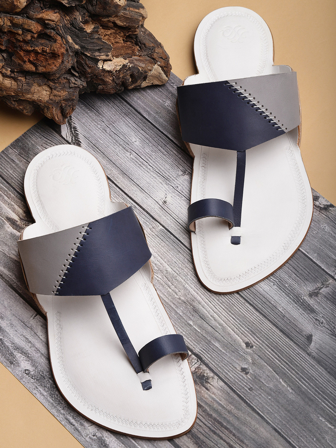 House of Pataudi Men Navy Blue & Grey Colourblocked Handcrafted Leather Comfort Sandals
House of Pataudi Men Navy Blue & Grey Colourblocked Handcrafted Leather Comfort Sandals