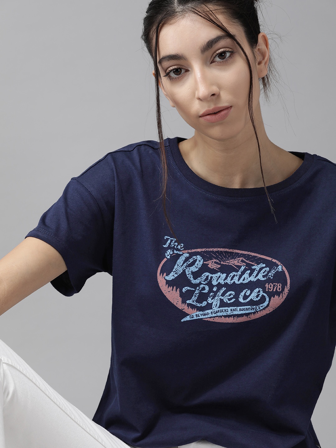 The Roadster Lifestyle Co Women Navy Blue Pure Cotton Brand Logo Printed Round Neck T-shirt
The Roadster Lifestyle Co Women Navy Blue Pure Cotton Brand Logo Printed Round Neck T-shirt