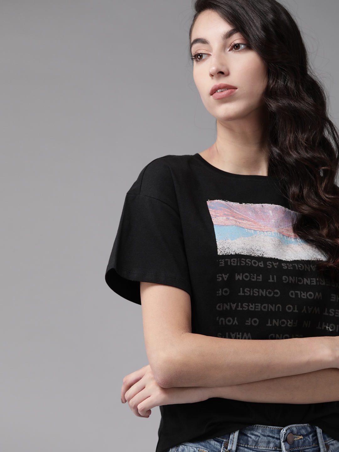 The Roadster Lifestyle Co Women Black Grey Printed Round Neck Pure Cotton T-shirt
The Roadster Lifestyle Co Women Black Grey Printed Round Neck Pure Cotton T-shirt