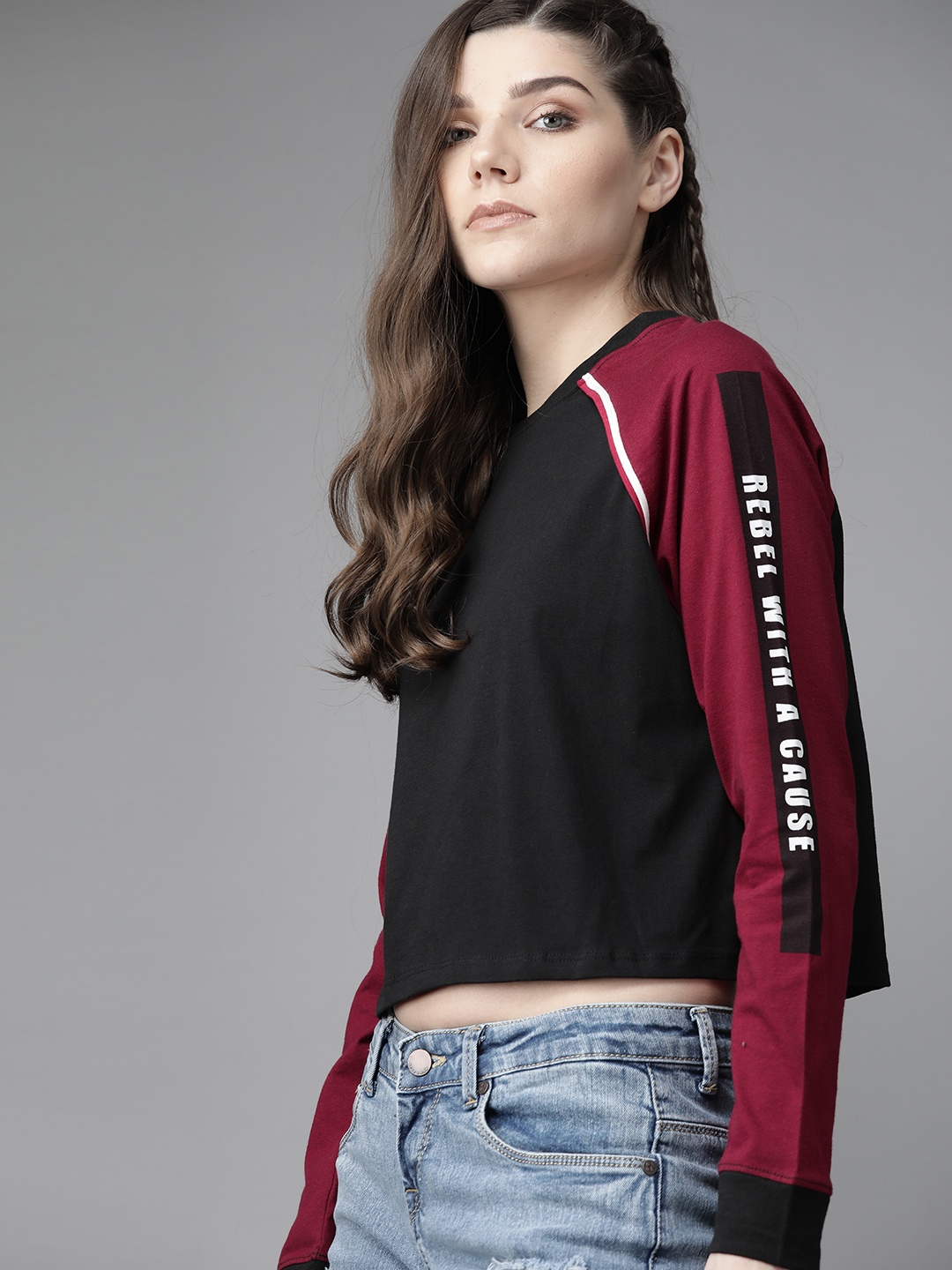 The Roadster Lifestyle Co Women Black Solid Contrast Sleeves Cotton Round Neck Crop T-shirt
The Roadster Lifestyle Co Women Black Solid Contrast Sleeves Cotton Round Neck Crop T-shirt