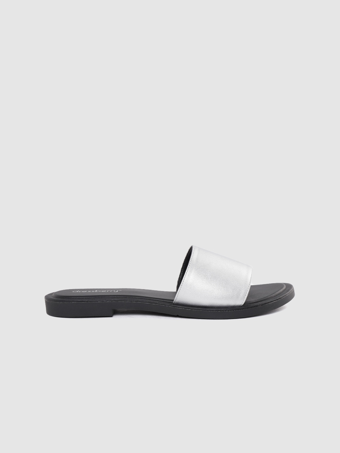 DressBerry Women Silver-Toned Solid Open Toe Flats