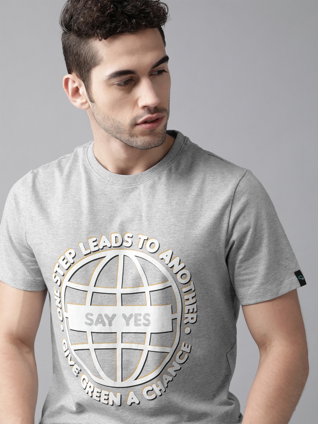 The Roadster Lifestyle Co Men Grey Melange White Printed Organic Cotton Green Turn Round Neck Organic Cotton T-shirt
The Roadster Lifestyle Co Men Grey Melange White Printed Organic Cotton Green Turn Round Neck Organic Cotton T-shirt