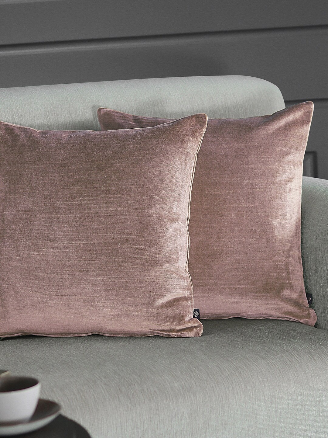 GM Pink Set of 2 Solid Velvet Square Cushion Covers