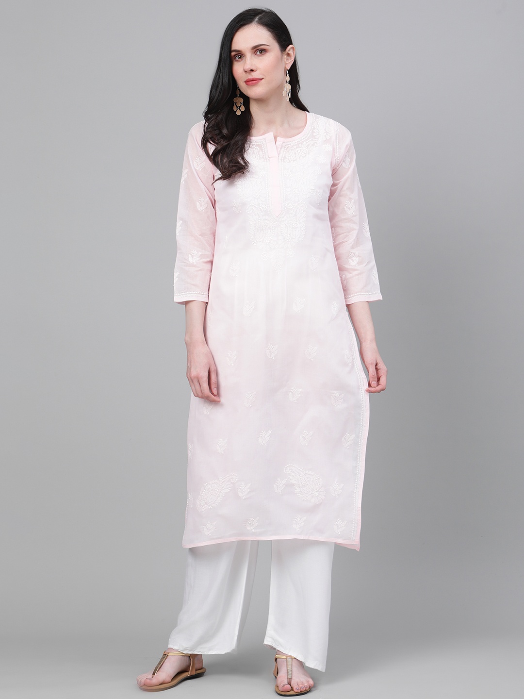 ADA Women Pink & White Chikankari Hand Embroidered Cotton Straight Sustainable Handloom Kurta
ADA Women Pink & White Chikankari Hand Embroidered Cotton Straight Sustainable Handloom Kurta