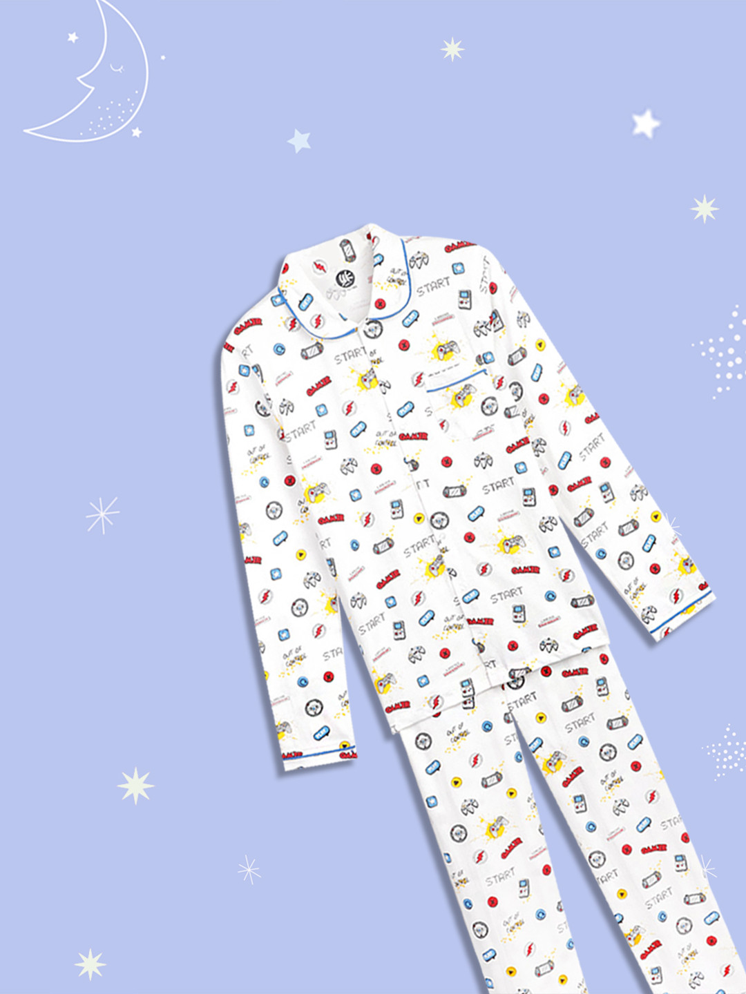 YK Boys White & Grey Conversational Print Pure Cotton Night suit
YK Boys White & Grey Conversational Print Pure Cotton Night suit