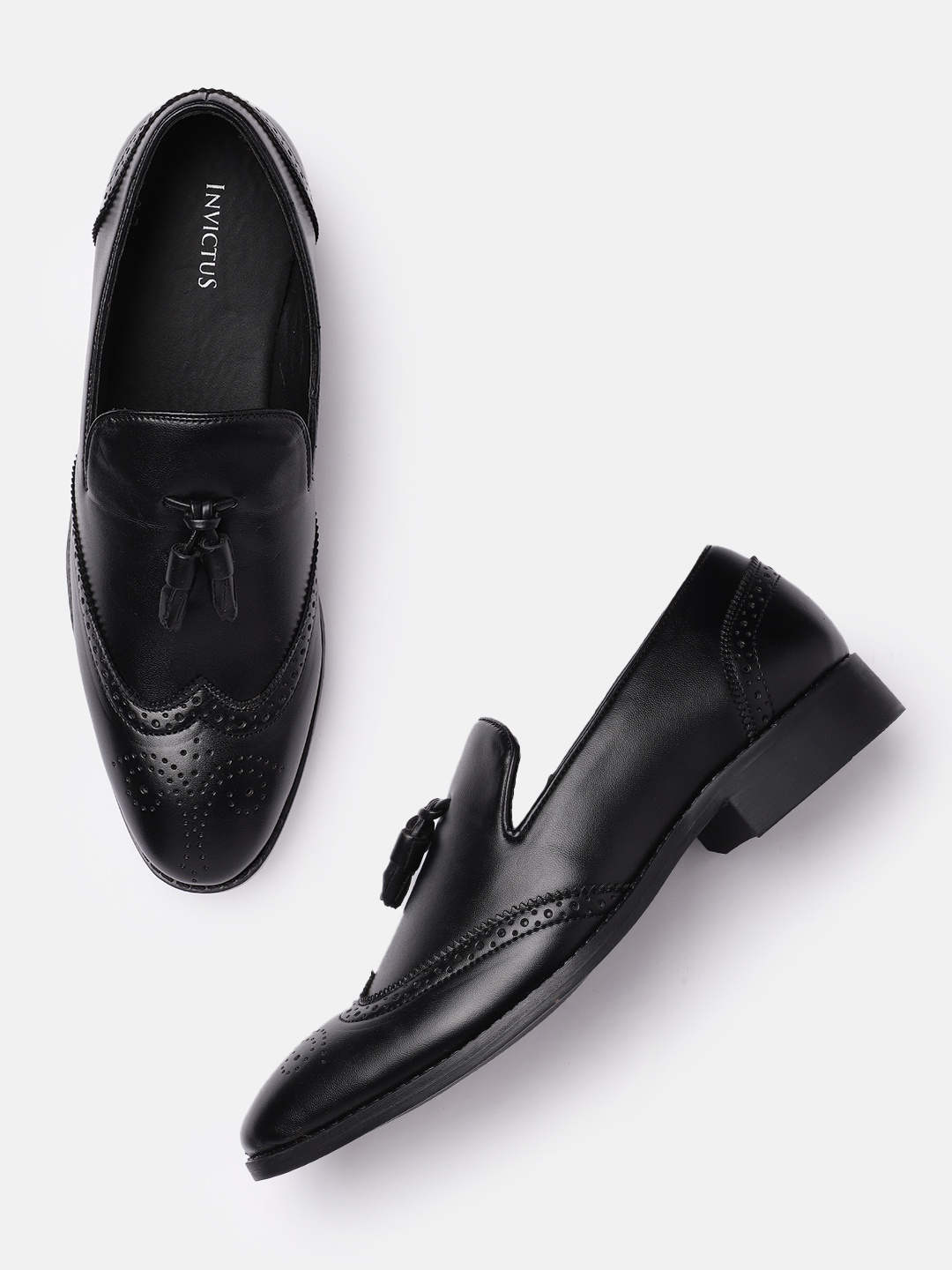 INVICTUS Men Black Formal Slip-On Brogues