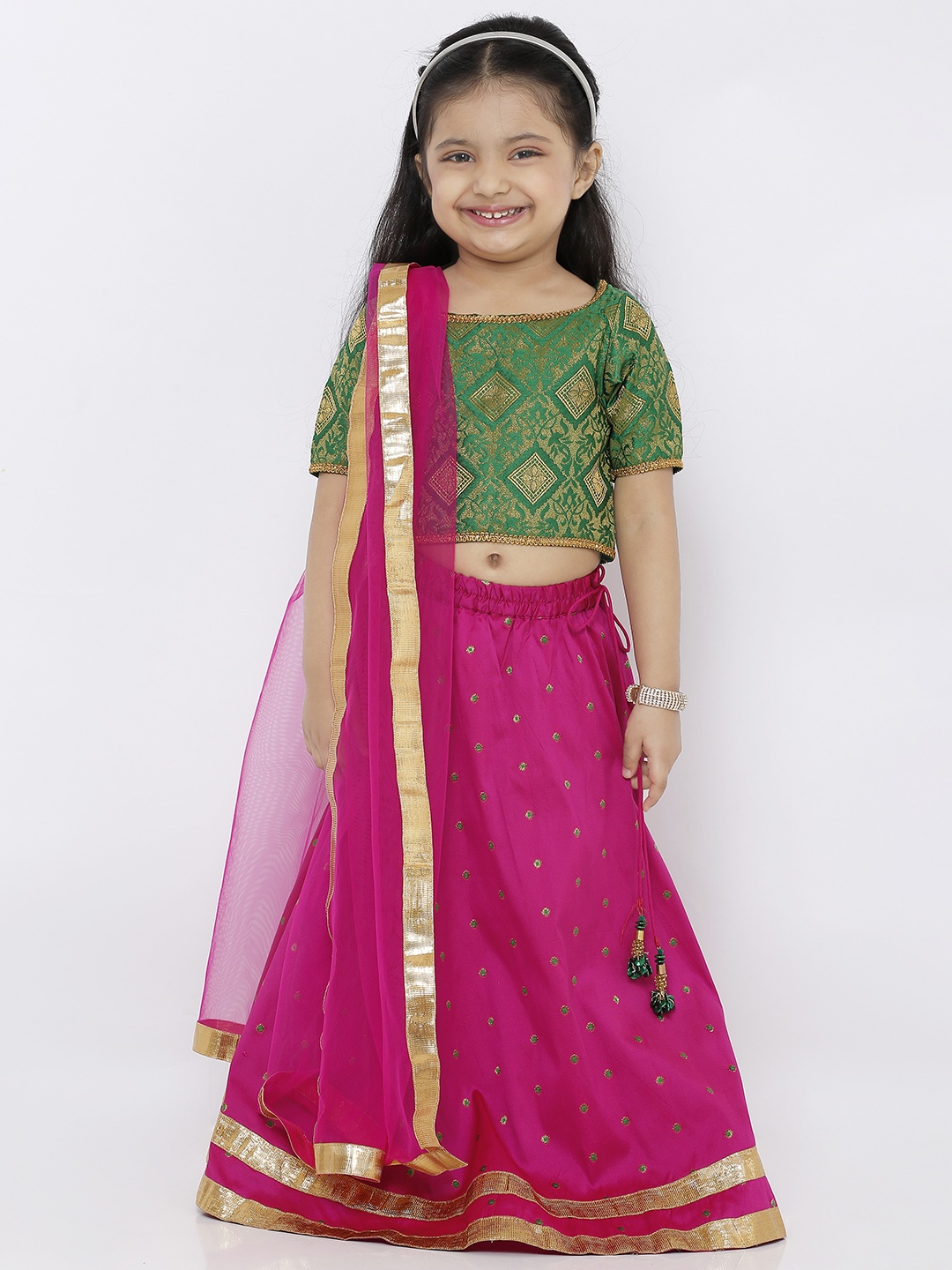 SALWAR STUDIO Girls Pink & Green Embroidered Ready To Wear Lehenga & Choli With Dupatta
SALWAR STUDIO Girls Pink & Green Embroidered Ready To Wear Lehenga & Choli With Dupatta