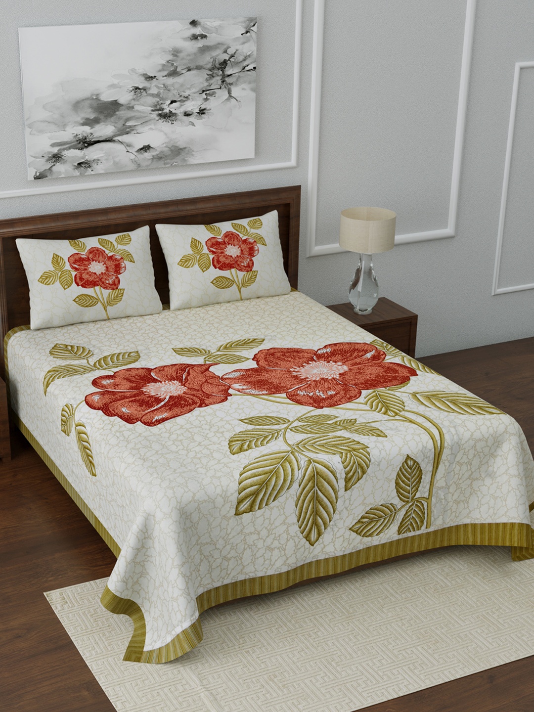 LIVING ROOTS Off-White Ethnic Motifs 144 TC Cotton 1 King Bedsheet with 2 Pillow Covers
LIVING ROOTS Off-White Ethnic Motifs 144 TC Cotton 1 King Bedsheet with 2 Pillow Covers