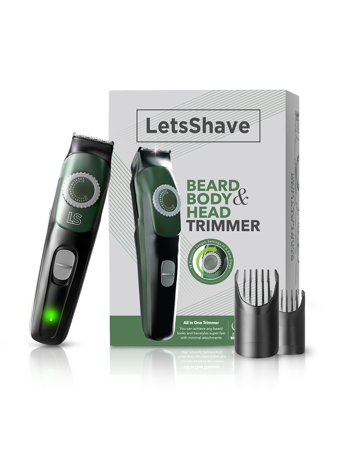 LetsShave Head Body & Beard Trimmer For Men, Black