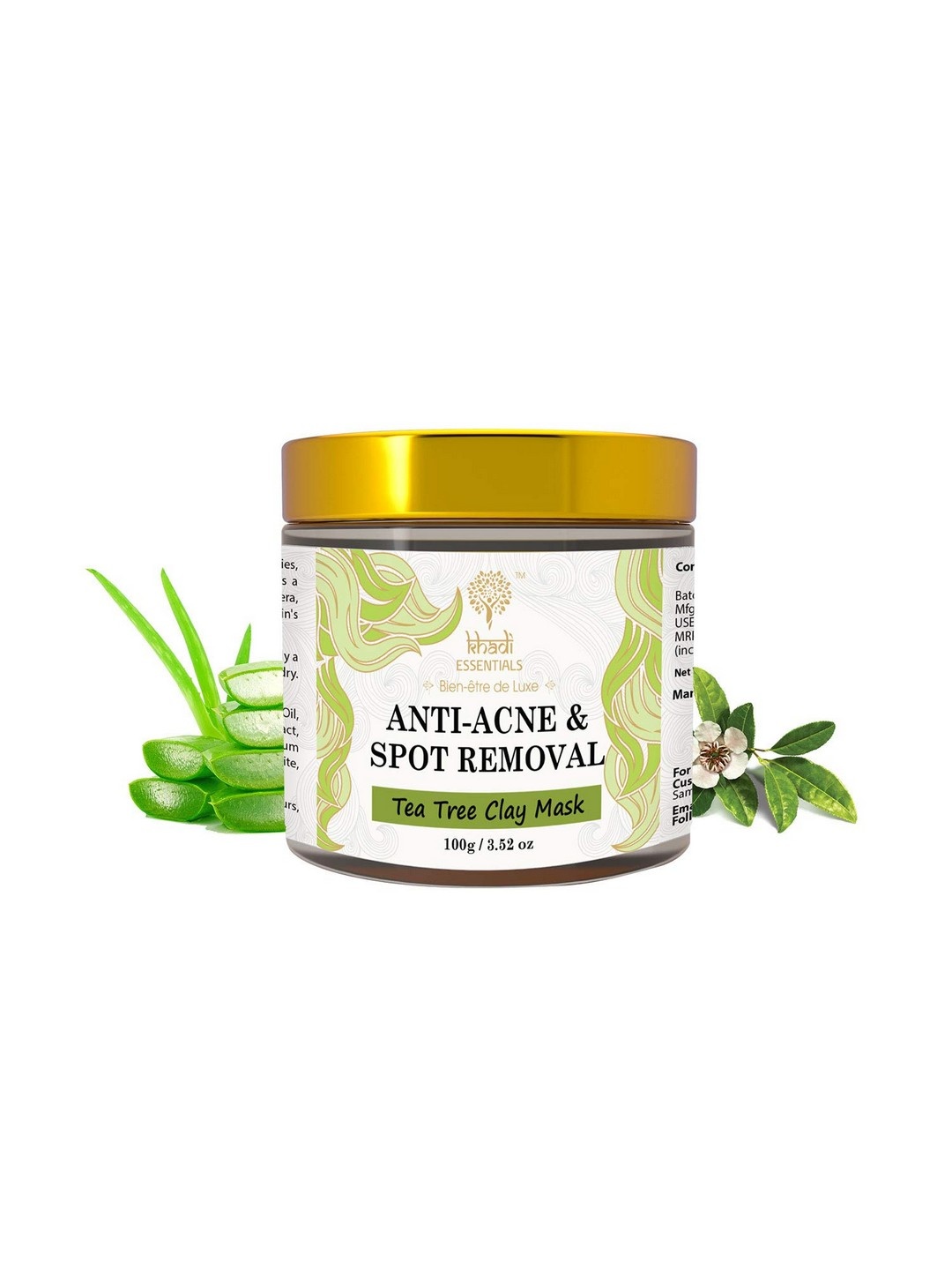 Khadi Essentials Tea Tree Clay Mask For Anti Acne and Blemishes SLS & Paraben Free 100gm, White
Khadi Essentials Tea Tree Clay Mask For Anti Acne and Blemishes SLS & Paraben Free 100gm, White