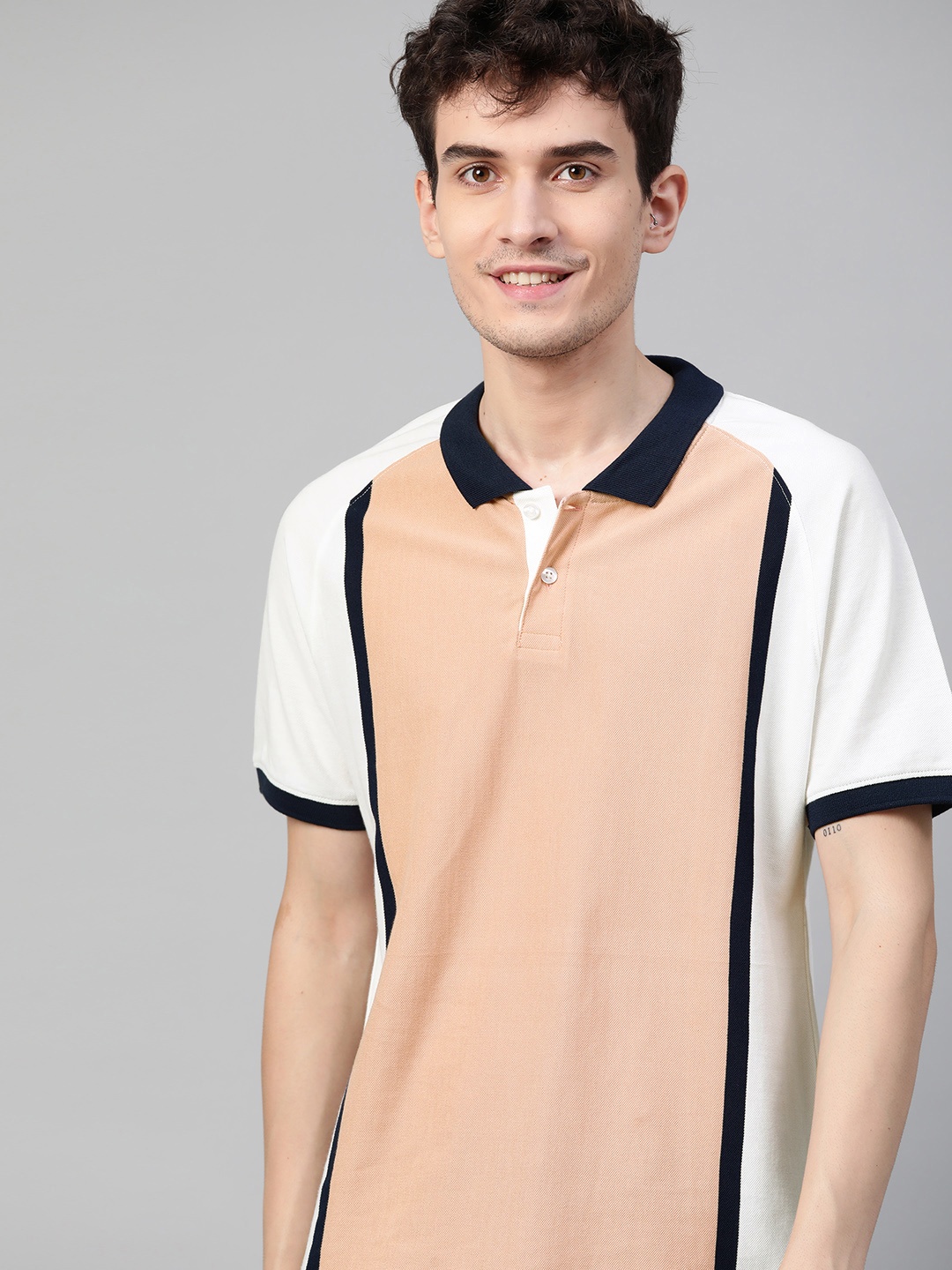 Mast Harbour Men Peach-Coloured White Colourblocked Pure Cotton Handcrafted Pure Cotton T-shirt
Mast Harbour Men Peach-Coloured White Colourblocked Pure Cotton Handcrafted Pure Cotton T-shirt