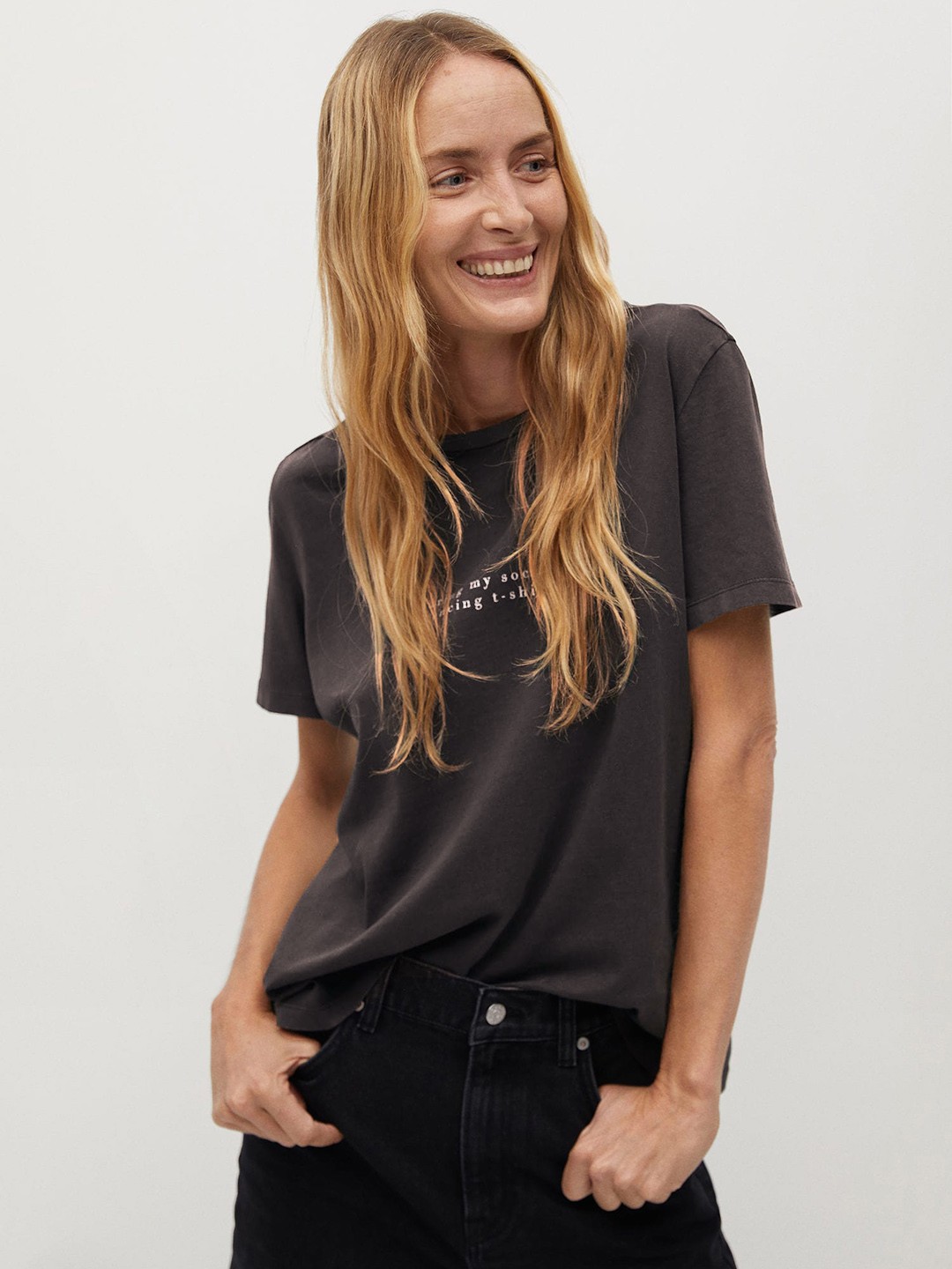 MANGO Women Charcoal Grey Social Distancing Print Detail Round Neck Organic Cotton T-shirt
MANGO Women Charcoal Grey Social Distancing Print Detail Round Neck Organic Cotton T-shirt