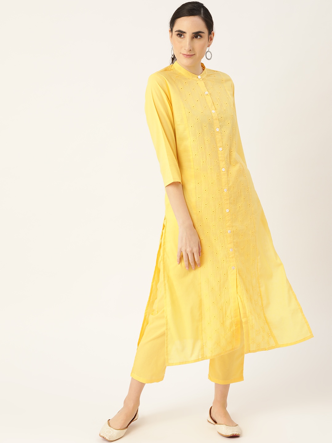 Anouk Women Yellow Ethnic Motifs Embroidered Panelled Pure Cotton Kurta with Trousers
Anouk Women Yellow Ethnic Motifs Embroidered Panelled Pure Cotton Kurta with Trousers