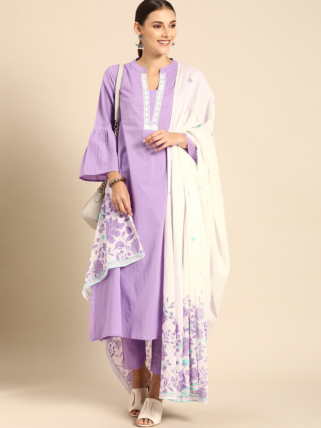 Anouk Women Lavender & White Yoke Design Pure Cotton Kurta with Trousers & Dupatta
Anouk Women Lavender & White Yoke Design Pure Cotton Kurta with Trousers & Dupatta