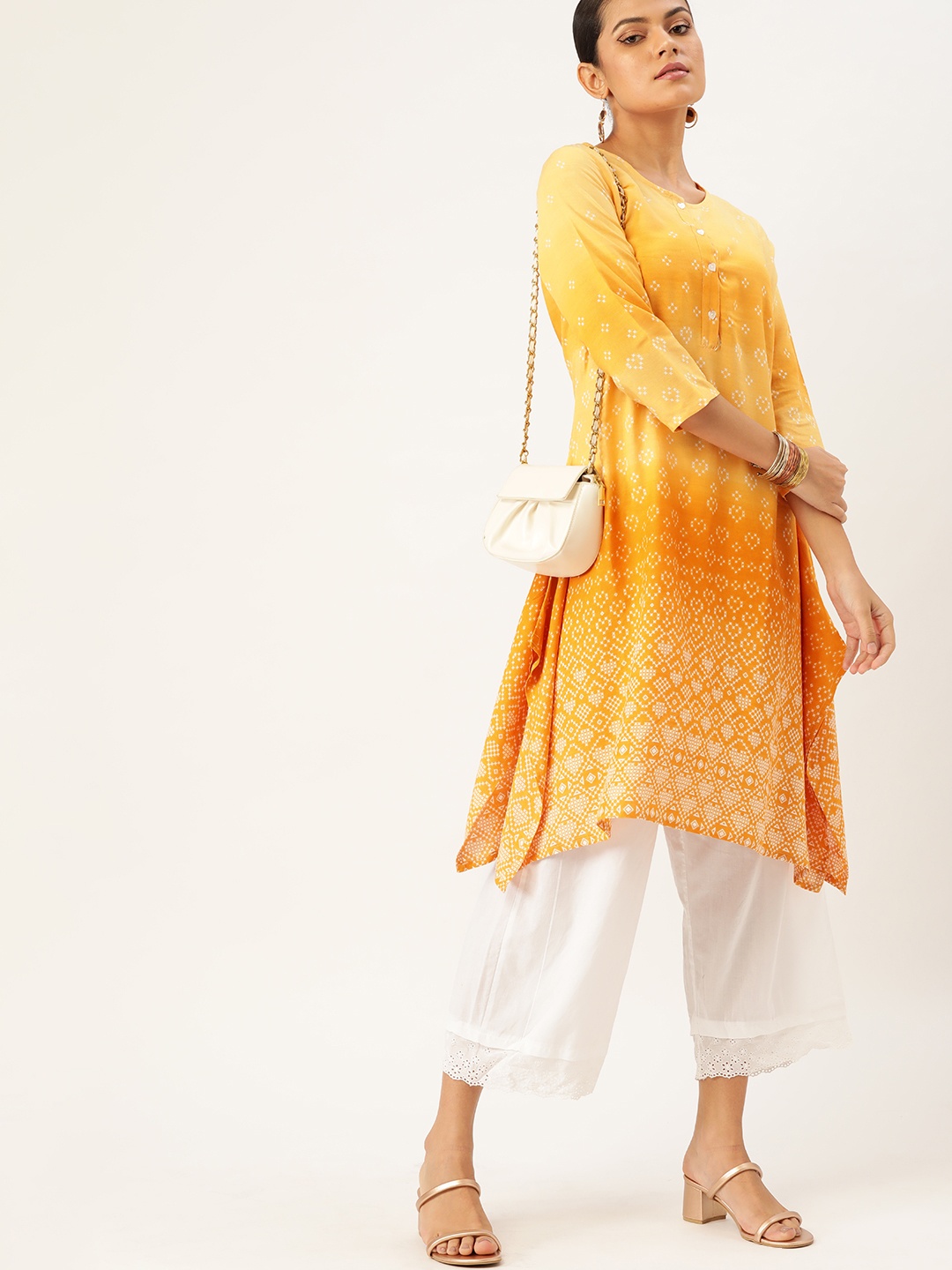 Anouk Women Yellow & White Sustainable ECOVERO Heart Print Asymmetric A-line Kurta
Anouk Women Yellow & White Sustainable ECOVERO Heart Print Asymmetric A-line Kurta