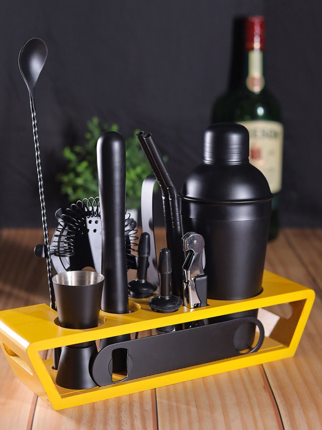 BAR BOX Black & Yellow Solid Stainless Steel Bar Tool Set With Wooden Stand
BAR BOX Black & Yellow Solid Stainless Steel Bar Tool Set With Wooden Stand