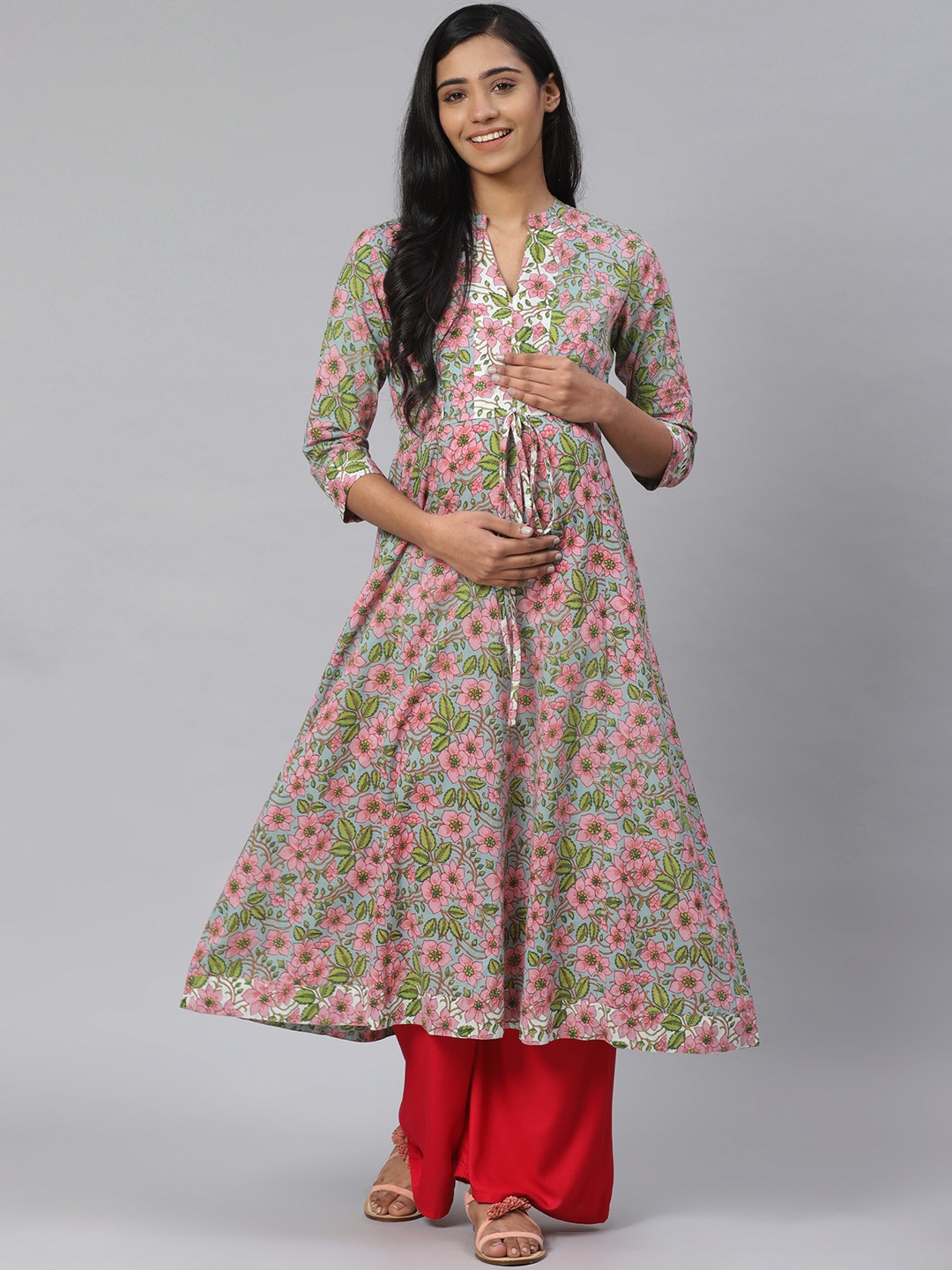 anayna Women Blue & Pink Floral Printed Pure Cotton Feeding Maternity A-Line Kurta
anayna Women Blue & Pink Floral Printed Pure Cotton Feeding Maternity A-Line Kurta