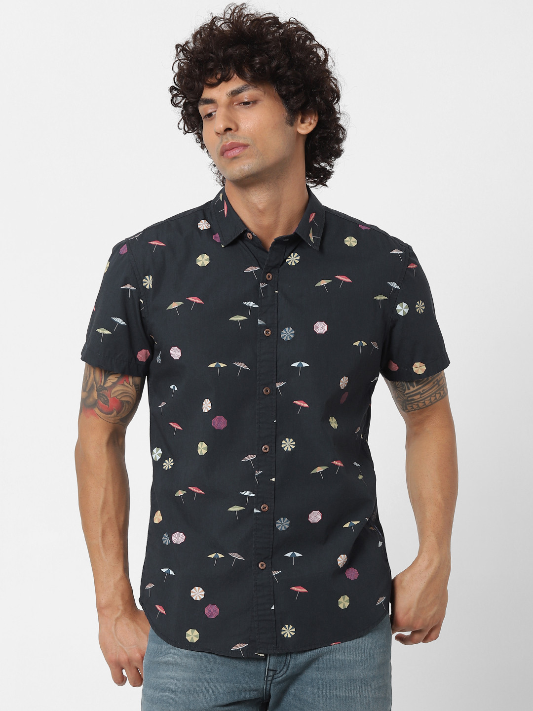 Jack & Jones Men Navy Blue Slim Fit Printed Casual Sustainable Shirt 
Jack & Jones Men Navy Blue Slim Fit Printed Casual Sustainable Shirt