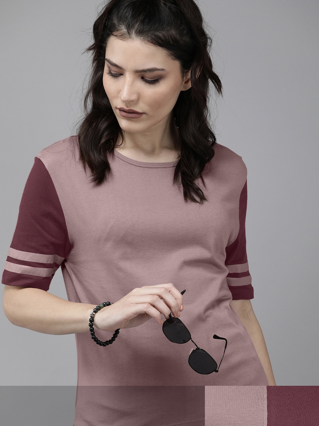 The Roadster Lifestyle Co Women Pack of 2 Mauve Burgundy Round Neck Pure Cotton T-shirt
The Roadster Lifestyle Co Women Pack of 2 Mauve Burgundy Round Neck Pure Cotton T-shirt