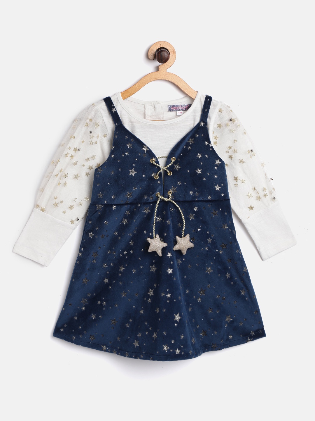 Nauti Nati Infant Girls Navy Blue & White Star Print Velvet Finish A-Line Dress with Top
Nauti Nati Infant Girls Navy Blue & White Star Print Velvet Finish A-Line Dress with Top