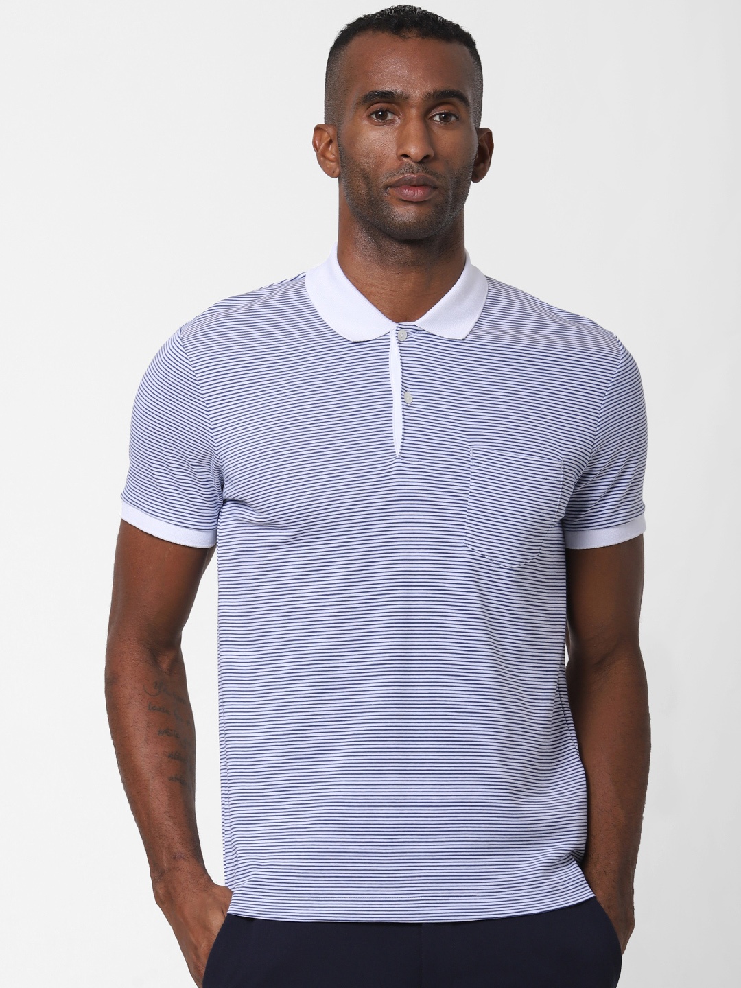 SELECTED Men White Navy Blue Striped Organic Cotton Polo Collar Organic Cotton T-shirt
SELECTED Men White Navy Blue Striped Organic Cotton Polo Collar Organic Cotton T-shirt
