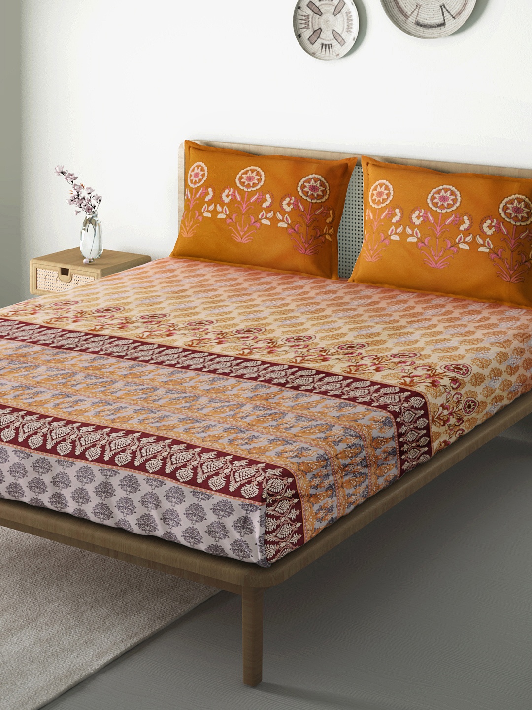 Aura Beige & Maroon Printed 210 TC 120 GSM Cotton 1 King Bedsheet with 2 Pillow Covers
Aura Beige & Maroon Printed 210 TC 120 GSM Cotton 1 King Bedsheet with 2 Pillow Covers