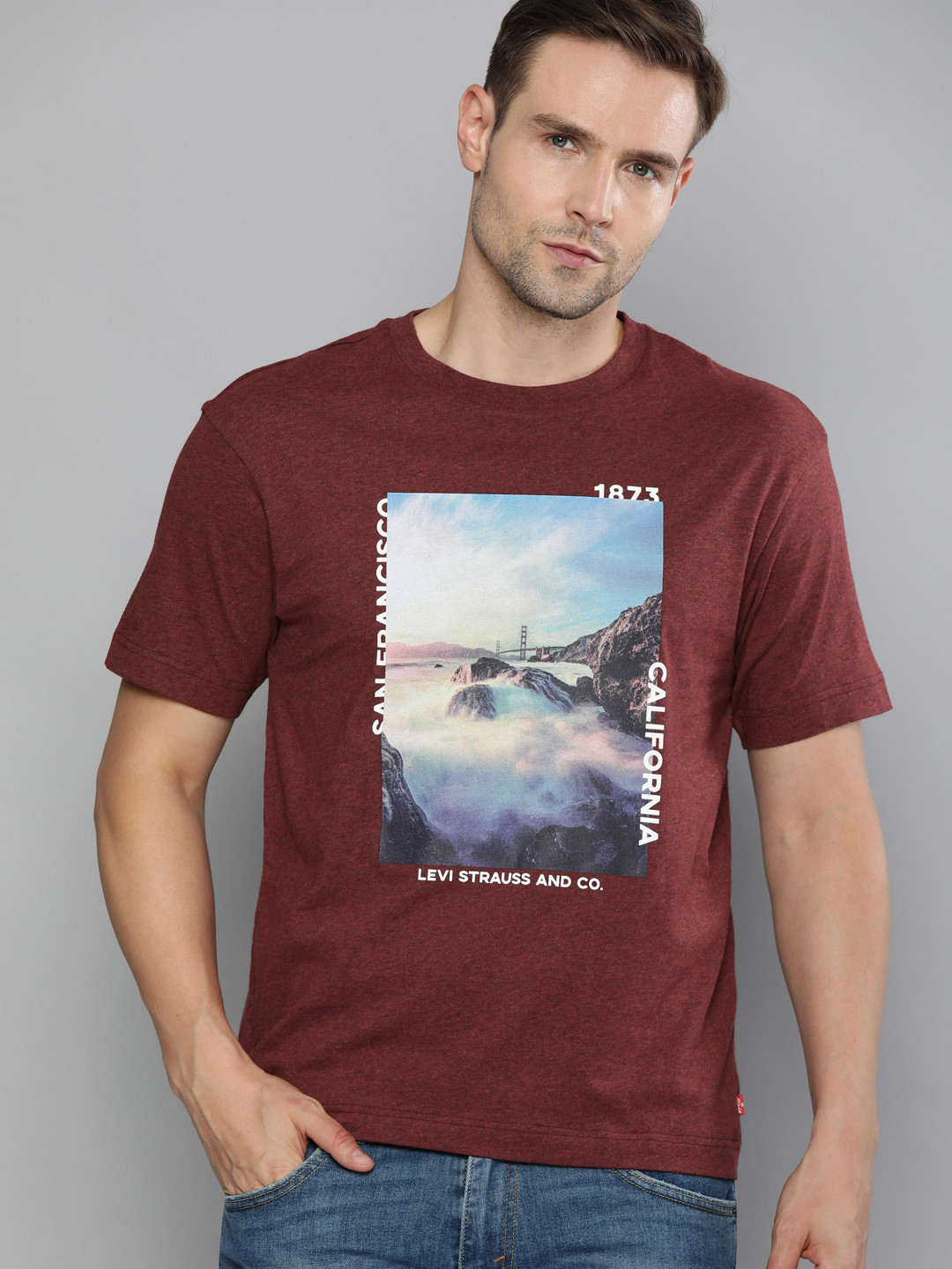 Levis Men Maroon Printed Round Neck Pure Cotton T-shirt
Levis Men Maroon Printed Round Neck Pure Cotton T-shirt