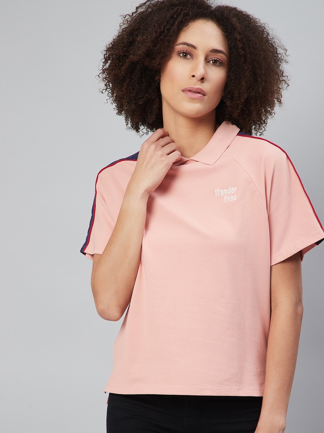 The Roadster Lifestyle Co Women Pink Solid Peter Pan Collar T-shirt with Embroidered Detail
The Roadster Lifestyle Co Women Pink Solid Peter Pan Collar T-shirt with Embroidered Detail