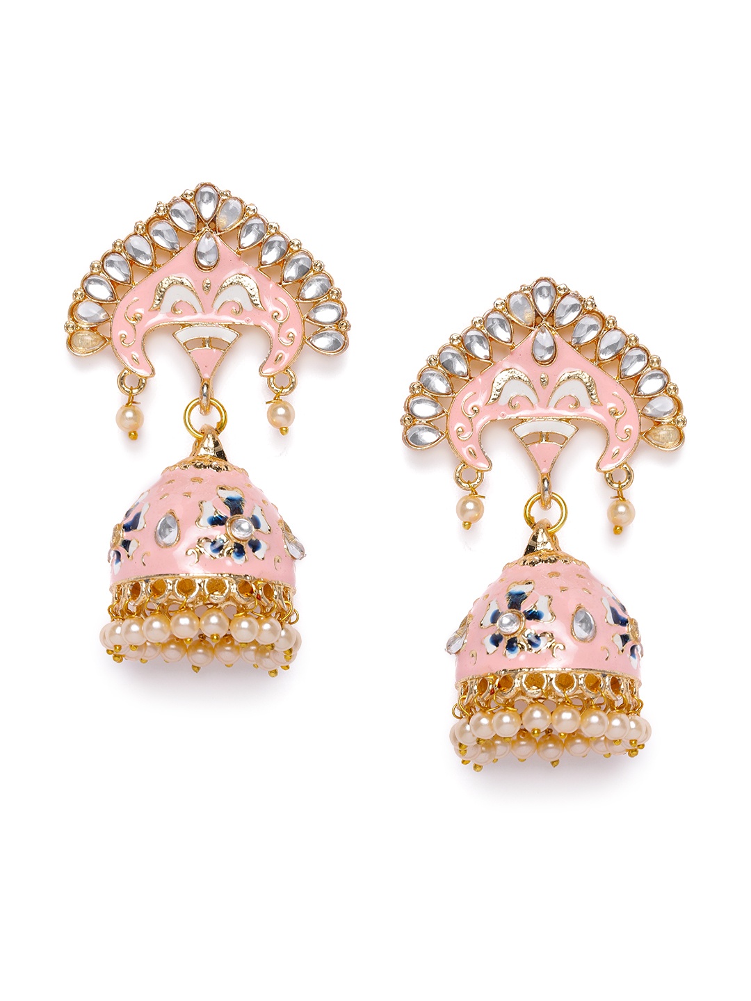 Kord Store Pink & Gold-Plated Dome Shaped Jhumkas
