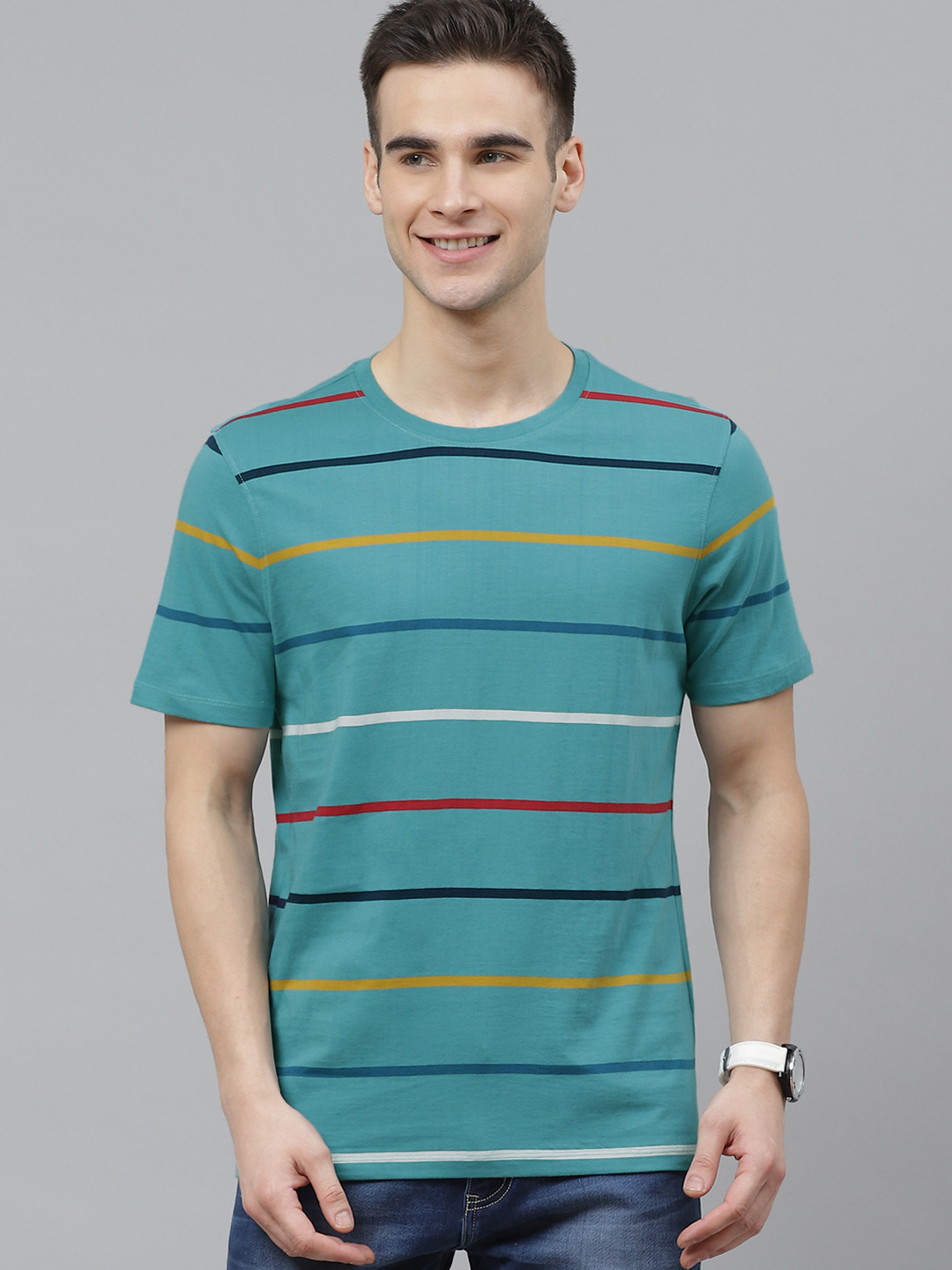 Mast Harbour Men Blue Handcrafted Cotton Striped Round Neck Pure Cotton T-shirt, Turquoise blue
Mast Harbour Men Blue Handcrafted Cotton Striped Round Neck Pure Cotton T-shirt, Turquoise blue