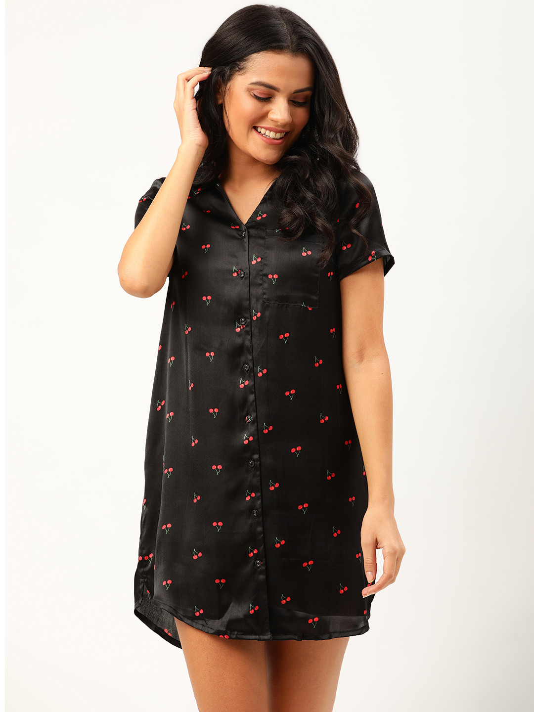 DressBerry Women Black & Red Conversational Print Nightdress
DressBerry Women Black & Red Conversational Print Nightdress