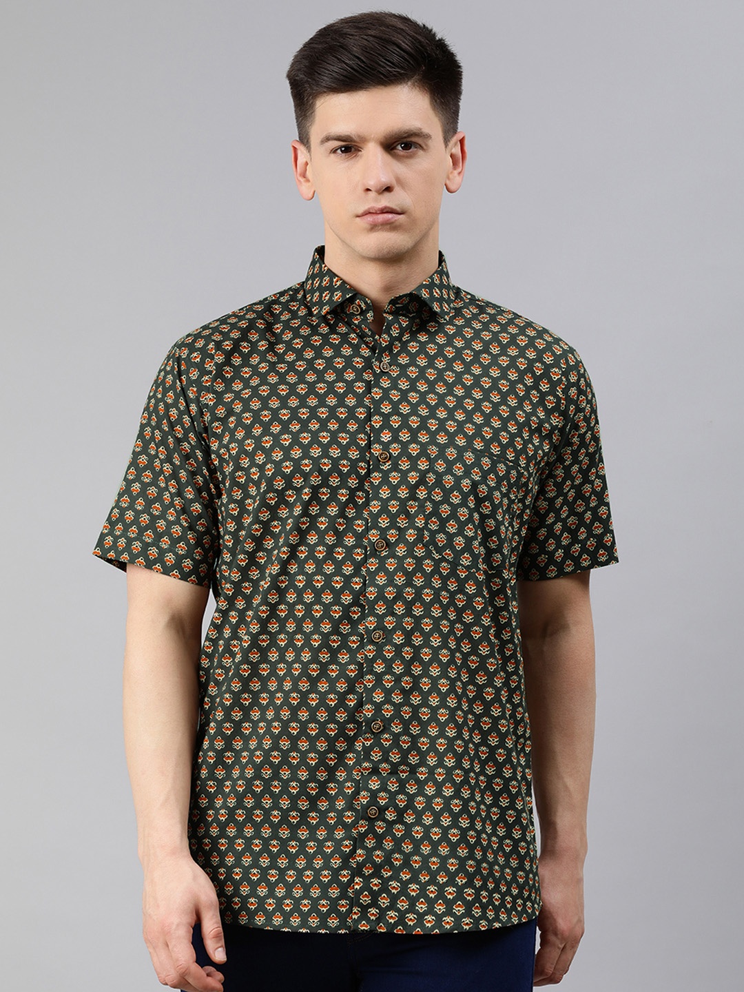 MILLENNIAL MEN Charcoal Grey & Orange Cotton Comfort Regular Fit Ethnic Print Casual Shirt
MILLENNIAL MEN Charcoal Grey & Orange Cotton Comfort Regular Fit Ethnic Print Casual Shirt