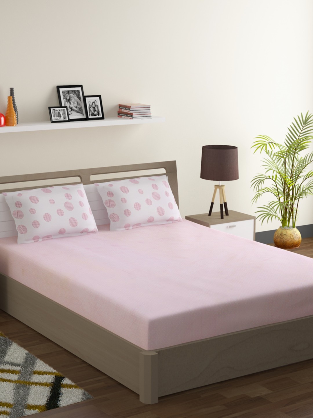 Swayam Pink Vogue 210 TC 100% Cotton 1 Extra Large Double Bedsheet with 2 Pillow Covers
Swayam Pink Vogue 210 TC 100% Cotton 1 Extra Large Double Bedsheet with 2 Pillow Covers