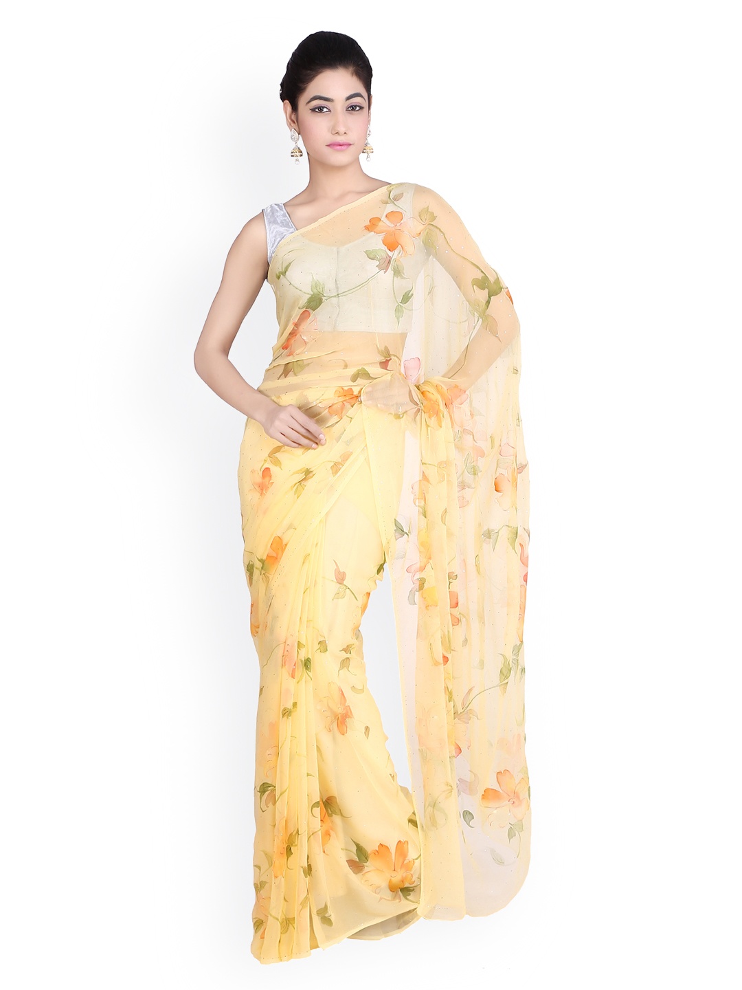 Geroo Jaipur Yellow Hand Painted Floral Chiffon Sustainable Saree With Mukaish Work
Geroo Jaipur Yellow Hand Painted Floral Chiffon Sustainable Saree With Mukaish Work