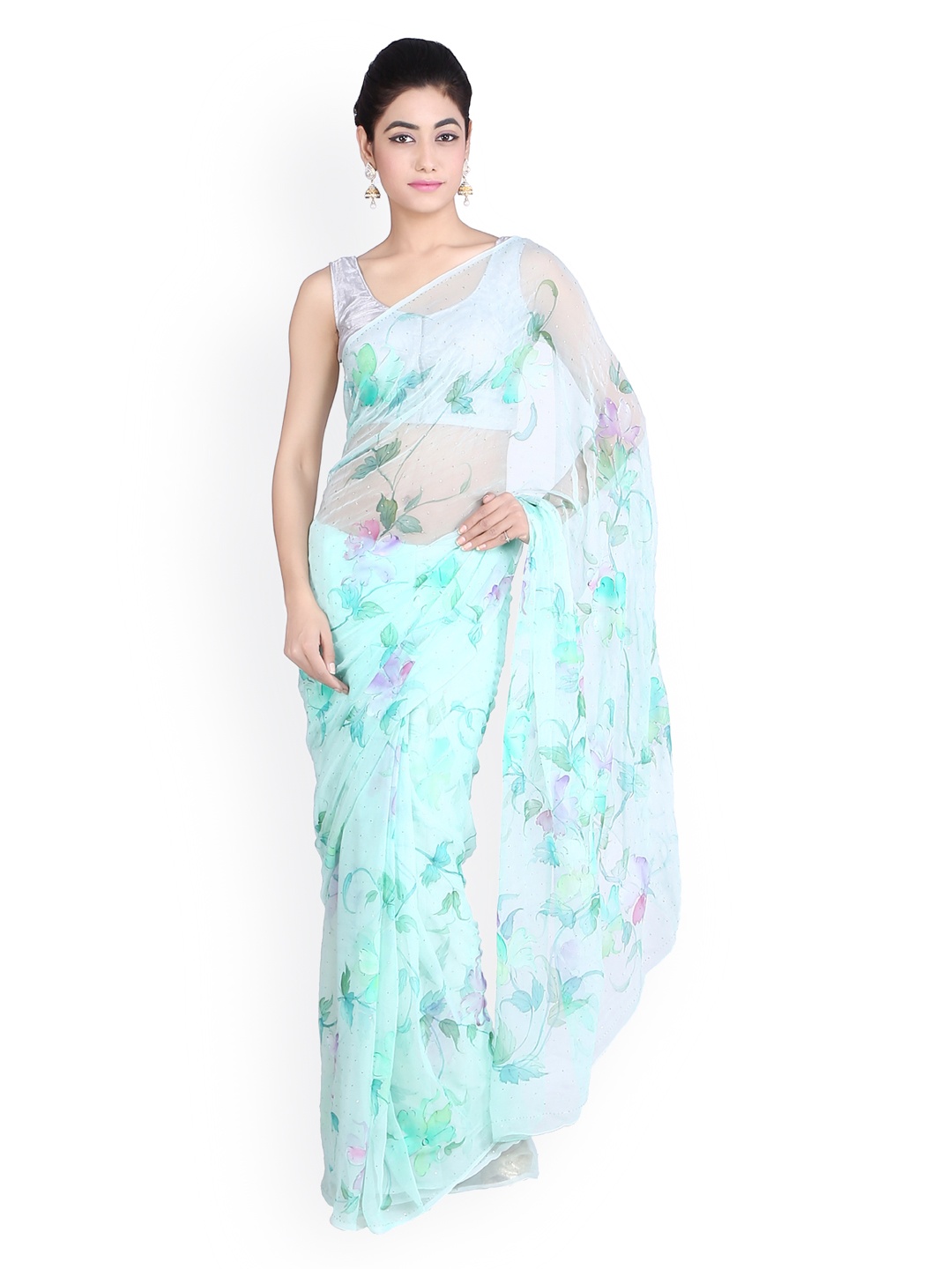 Geroo Jaipur Sea Green Hand Painted Floral Chiffon Sustainable Saree With Mukaish Work
Geroo Jaipur Sea Green Hand Painted Floral Chiffon Sustainable Saree With Mukaish Work