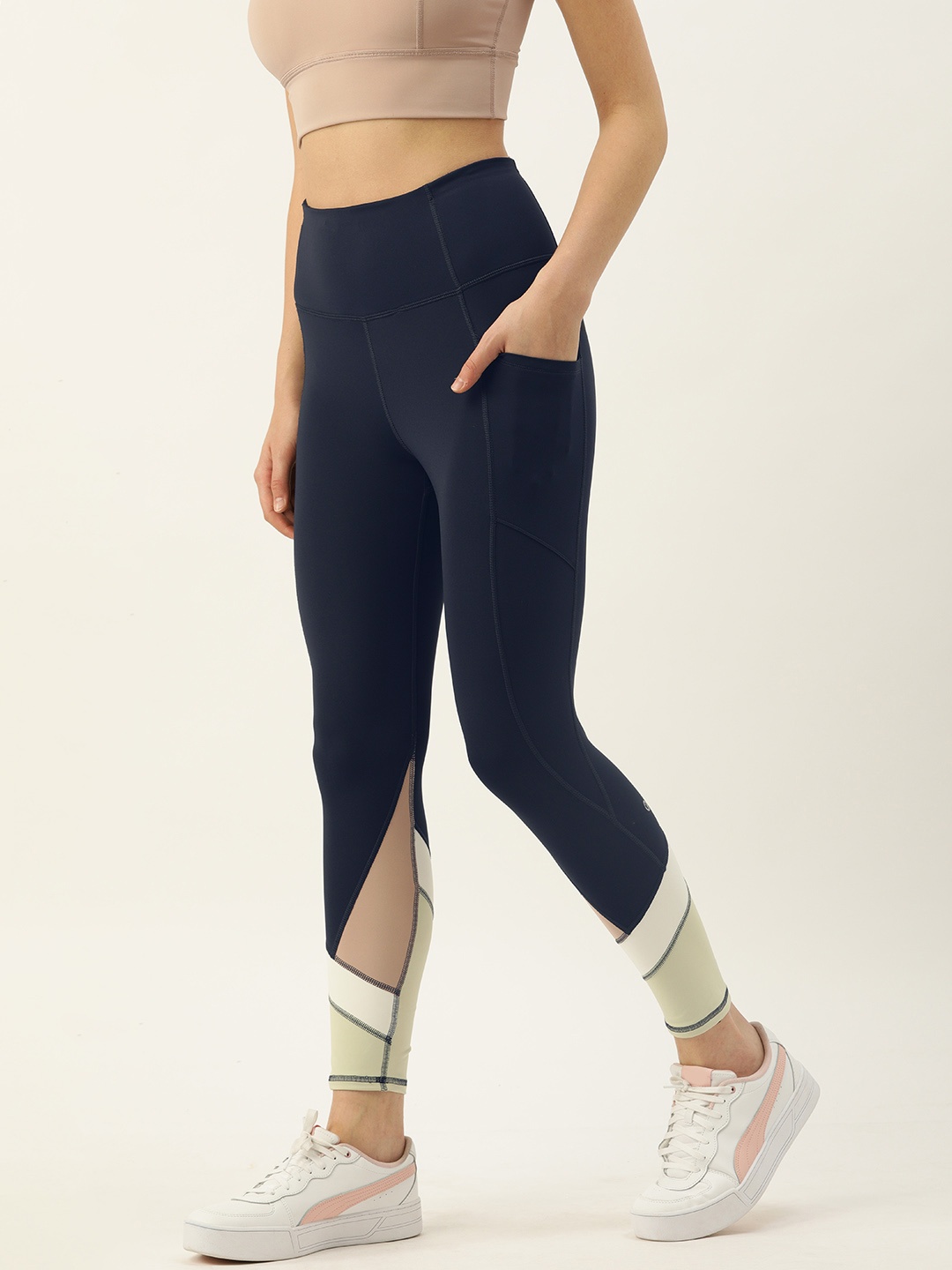 Enamor Women Colourblock Dry Fit Antimicrobial High-Waist Engineered Leggings E158, Navy blue
Enamor Women Colourblock Dry Fit Antimicrobial High-Waist Engineered Leggings E158, Navy blue